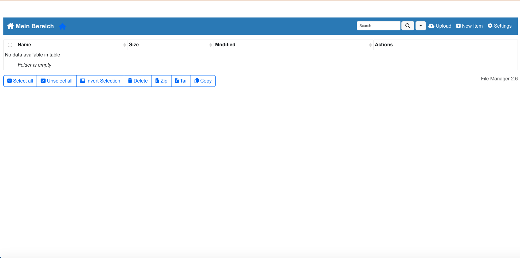 Mein Bereich Vorschau